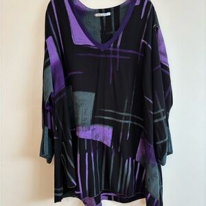 Blue Sky Black and Purple Geometric Tunic